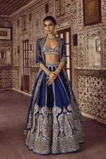 Premium Blue Heavy Slub Silk Lehenga Choli With Dupatta For Wedding Wear