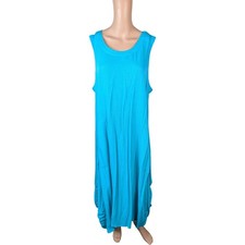 NWT Kaktus Turquoise Blue 100% Rayon Gauze Asymmetric Lagenlook Dress Size XL
