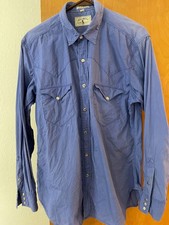 VTG POLO WESTERN Ralph Lauren Mens Shirt-Snap Buttons-Blue-L