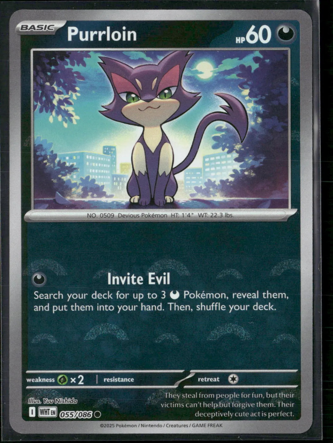 Purrloin #55/86 2025 Scarlet & Violet White Flare Reverse Holo Pokeball