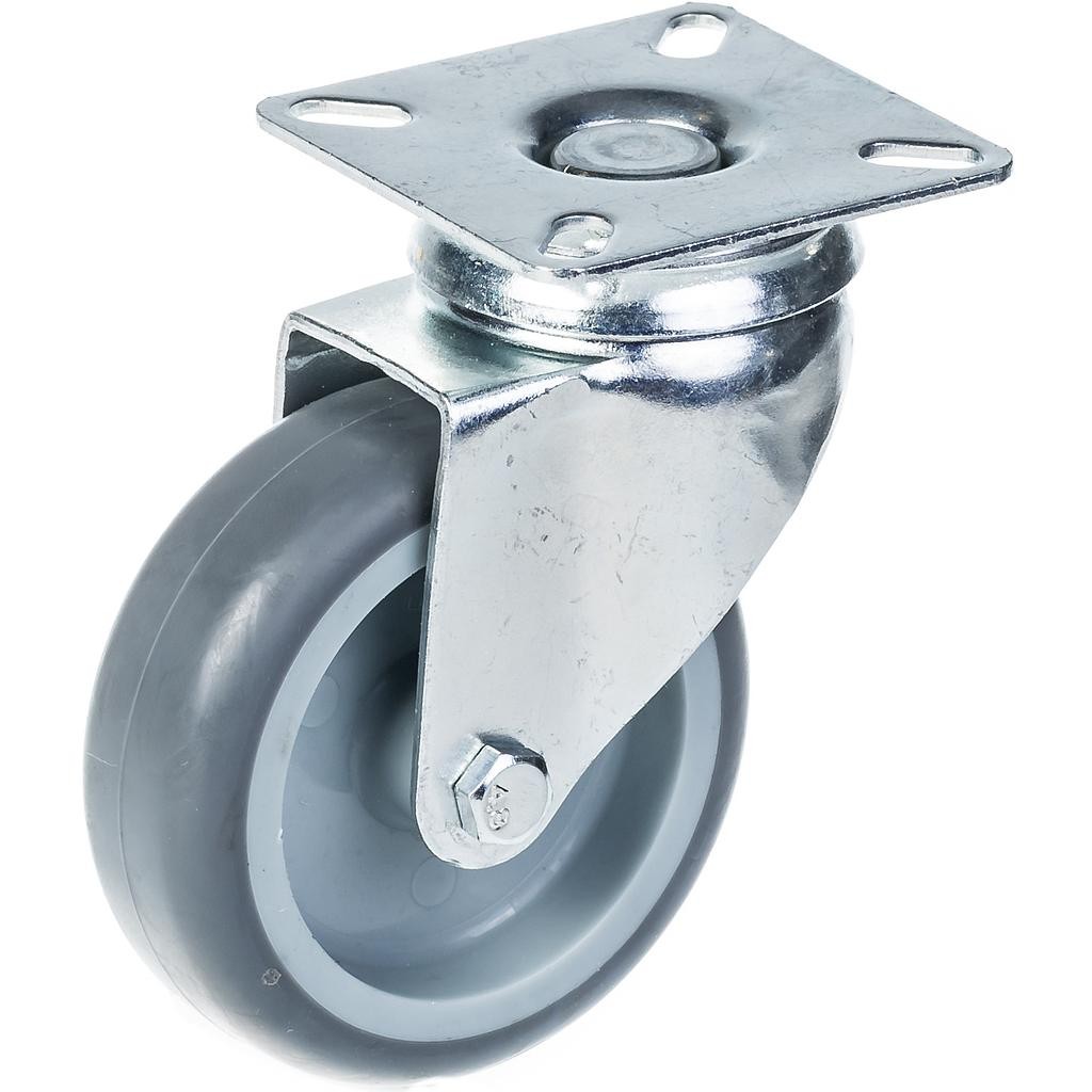 75mm swivel castor with grey TPR-rubber on polypropylene centre wheel