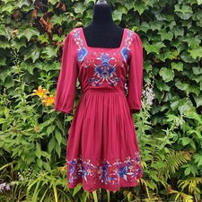 ModCloth Sunny Girl Embroidery Flower Mini Fit & Flare Dress Small