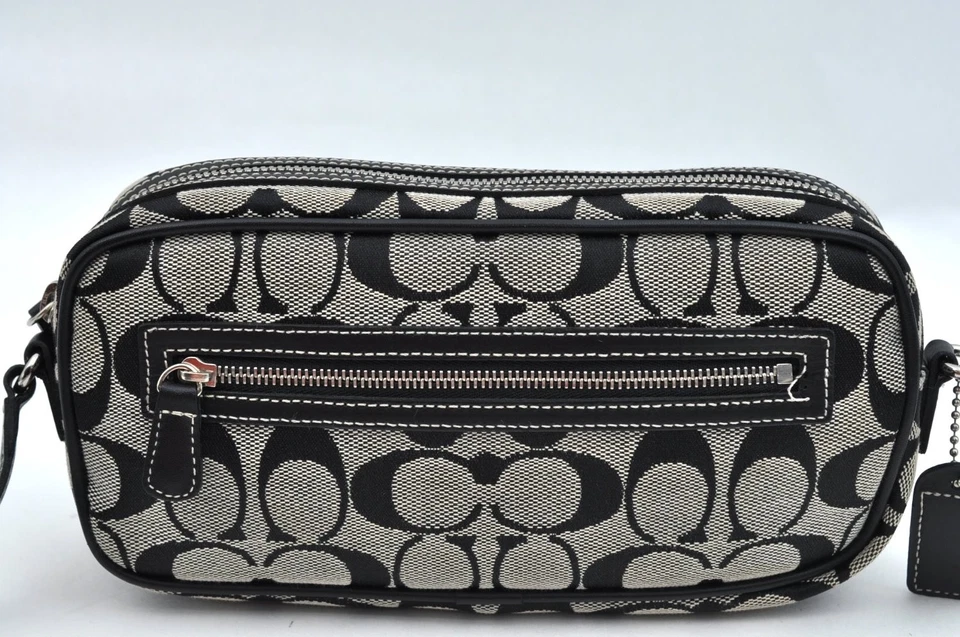 Auténtico Bolso Bandolera de Hombro Coach Signature Lona Cuero Negro 3994N Foto 2 de 4