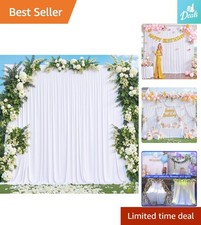 Versatile 10ft x 10ft White Backdrop Curtains - Ideal for Baby Showers Events