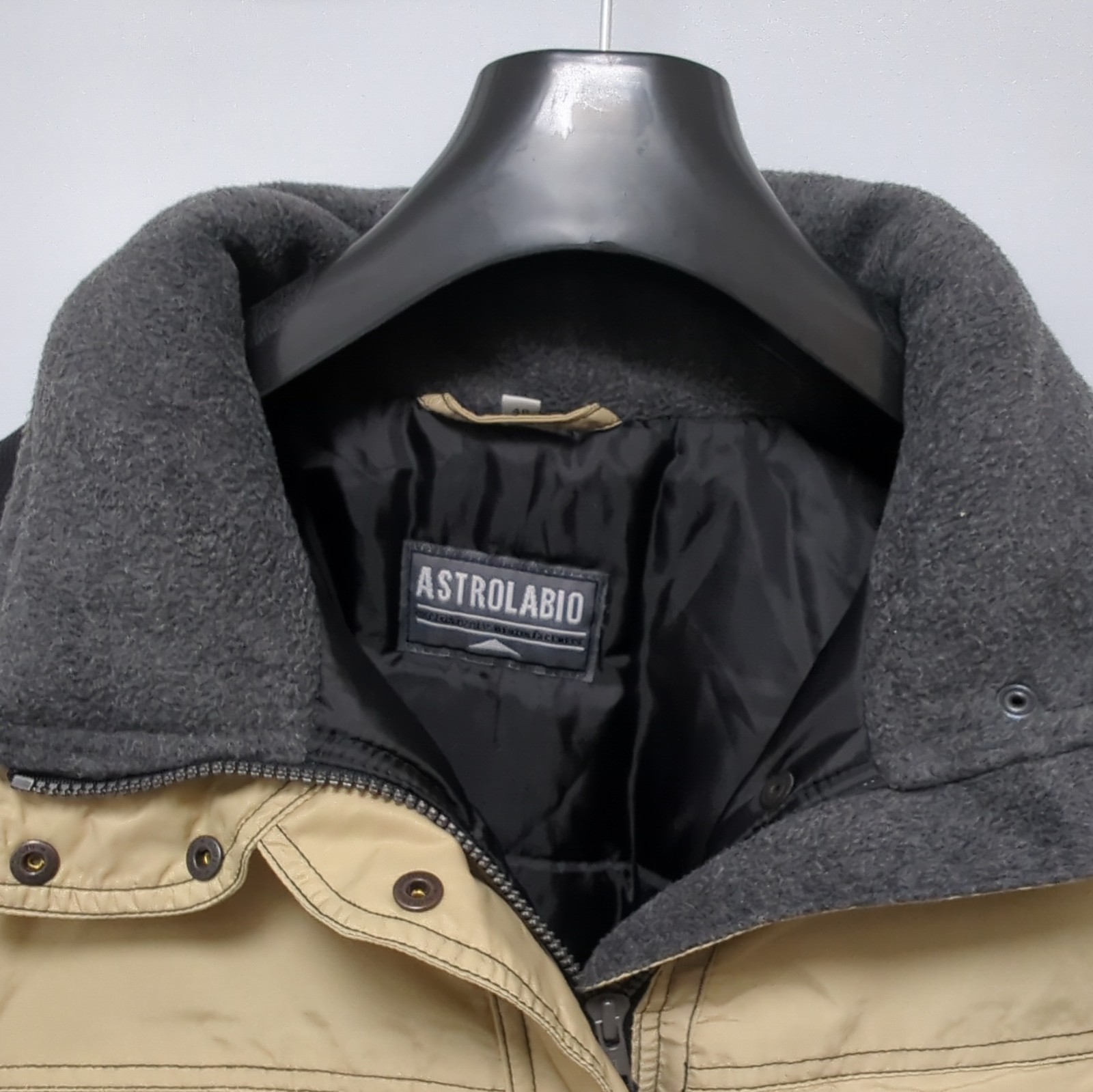 Vintage Astrolabio Gear Mens Beige Black Belted Ski Parka Jacket Zip Size 48 image 4