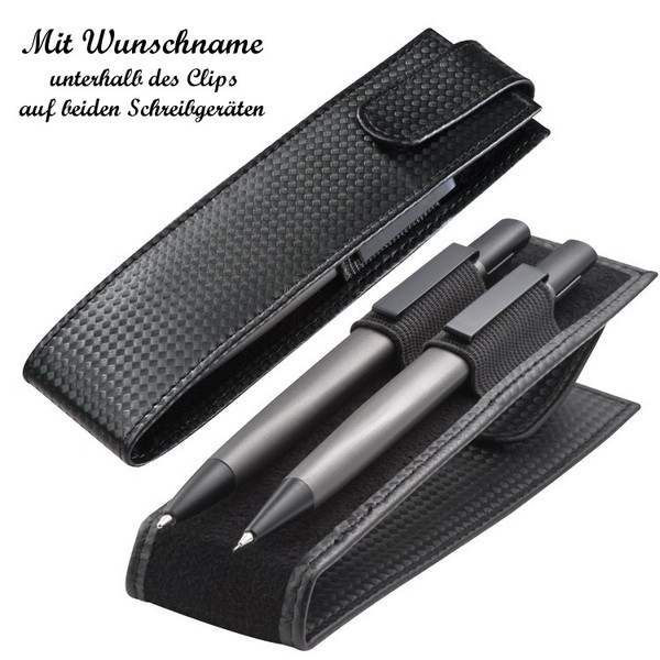 Schreibset Mit Namensgravur - Kugelschreiber + Druckbleistift - Aus Metall-image