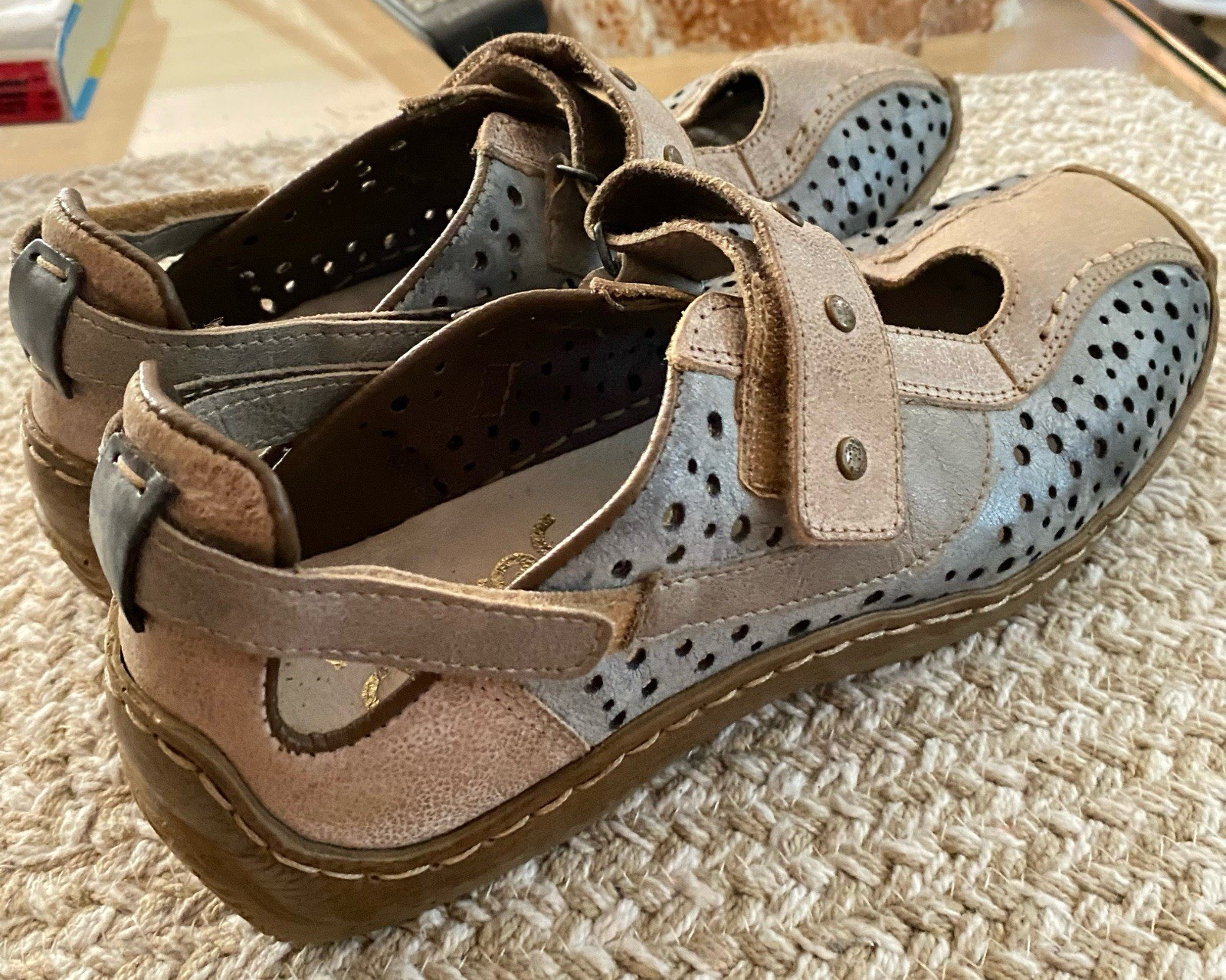 SAOLA Rieker scarpe antistress donna 38 Mary Jane blu grigio beige cinturino suola comoda