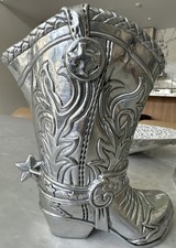 Arthur Court Cowboy Texas Boot Pitcher/Wine Cooler Vase Aluminum 2005