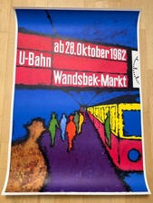 Original Plakat Druck Bild Poster 60er Wandsbek Markt U-Bahn Hochbahn 1962
