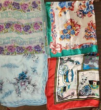 Vtg Scarves 1950s - 80s Lot Of 4,