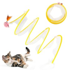 Spiral Tunnel Cat Toy, Foldable Kitten Collapsible Yellow