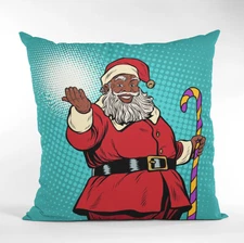 Christmas Decorative Pillow Cover Retro Santa Holiday Home Decor 16x16