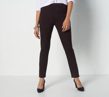 Susan Graver Ponte Knit Ankle Pants w/ Zipper Detail Size 4X Dark Brown A456448