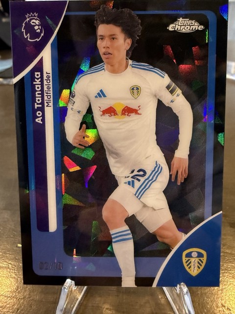 Topps Chrome sapphire  Premier League Ao Tanaka Leeds United Serial Numbered /10