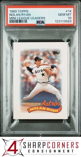 1989 TOPPS MINI LEAGUE LEADERS #14 NOLAN RYAN ASTROS HOF PSA 10