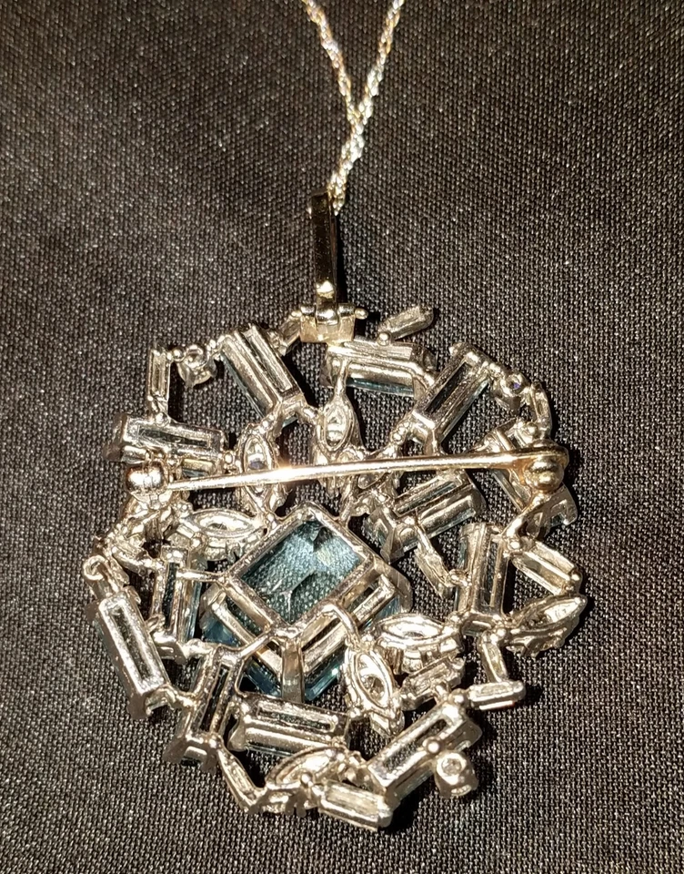 Colgante Vintage 2.15 ctw Diamante 12 ctw Aguamarina Platino 23 gr $5900 RECIBO Foto 4 de 4