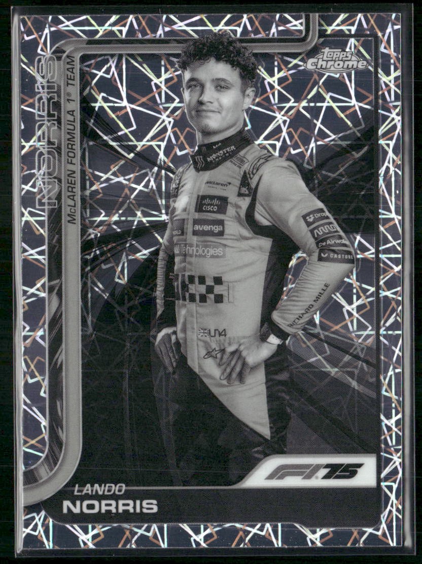 2025 Topps Chrome Formula 1 #5 Lando Norris Black And White Lazer Refractor