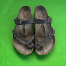 Birkenstock Mayari Sandal Womens Size 39 EU 8.5 US Gray Cork Leather Strap