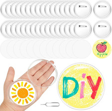 12set/39pcs Clear Button Pins Kit 2.28 Inch, DIY Button Maker Badges with Bla...