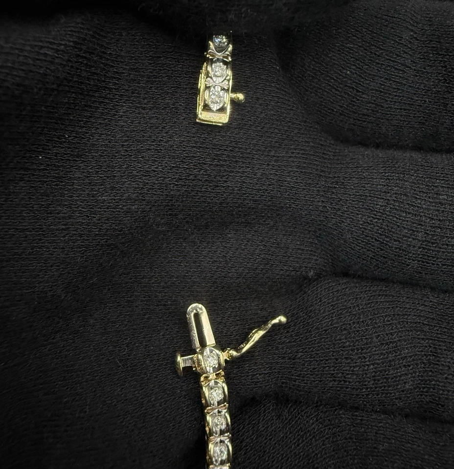 "Brazalete tenis oro amarillo 14K diamantes naturales 7,5"" 3,2 mm 1 quilate 9,75 g 50 piedras" Foto 3 de 4