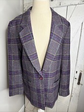 Women s Pendleton Purple Plaid, Lined, Pure Virgin Wool Blazer 1 Button Sz 10