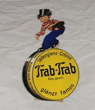 B10/ Vintage Reklame Aufsteller Trab Trab Lederglanz Creme Stuttgart  35x17 /234