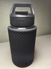 HydroJug 64 oz Glass Water Bottle Wide-Mouth Black Studded, No Straw