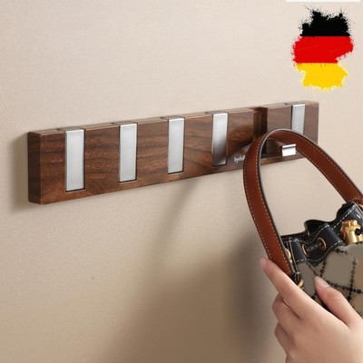 Wood Grain Key Hooks 6 Foldable Hooks Wall Mounted Bag Holder for Dorm Garage RV