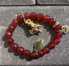 Red crystal endurance elephant charm beaded elegant sparkly bracelet Spiritual