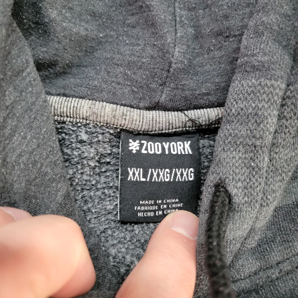 Zoo York Sudadera con Capucha Hombres XXL Gris Rayas Bordado Logo Ropa de Calle Patín BOXY FIT Foto 4 de 4