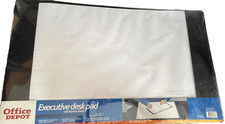 Executive Office Desk Pad w/ Blotter Sheets 22"x36" Decorative Vinyl Side Panel
