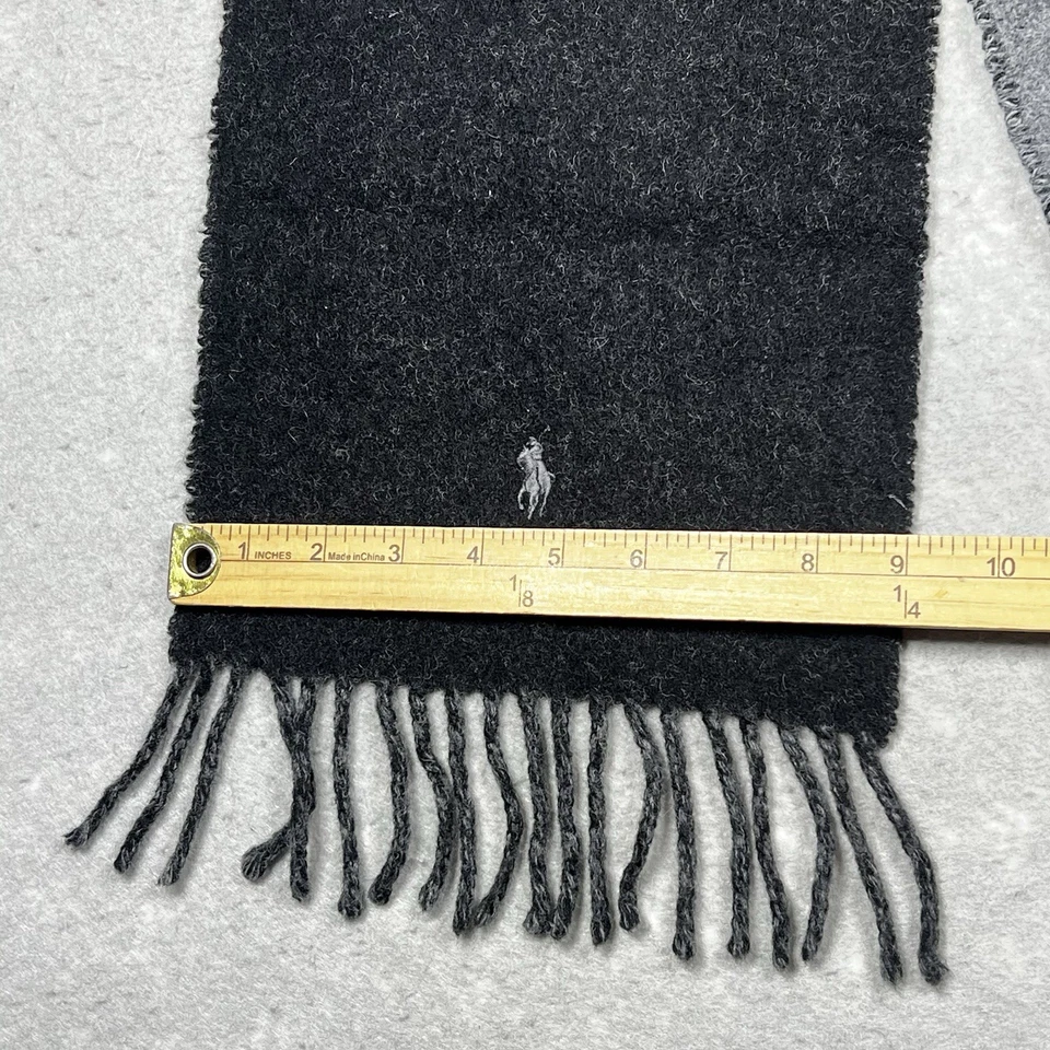 Polo Ralph Lauren Bufanda O/S Mezcla Lana Bufanda Gris Oscuro Negro Hecho en Italia Foto 4 de 4