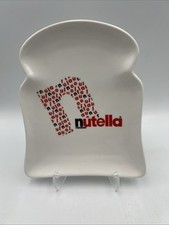 Nutella Ceramic Toast Plate Knife Stand Ferrero Bread White Red New