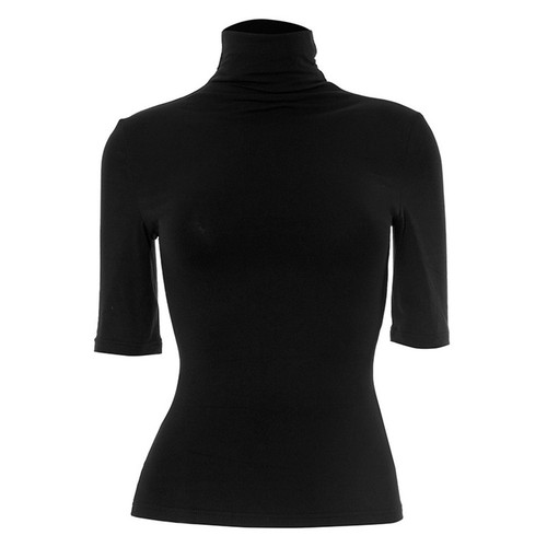 Stylish Women's Tight Fitting T Shirt with Mock Neck for Summer and Casual Days - Picture 3 of 48