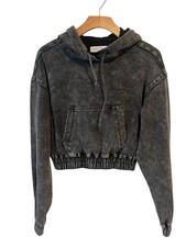 Vanilla Star Cropped Ultra Cozy Hoodie Women's Size Small Stonewash Grey NWT