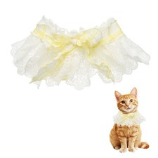 Cat Lace Pet Collar, Cute Cat Collar Ruffle for Dogs Kitten Yellow, L 