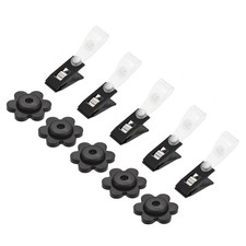 1 Set Tappi in Gomma per Bandiera da Giardino 10pz e Clip Antivento 10pz, Nero 