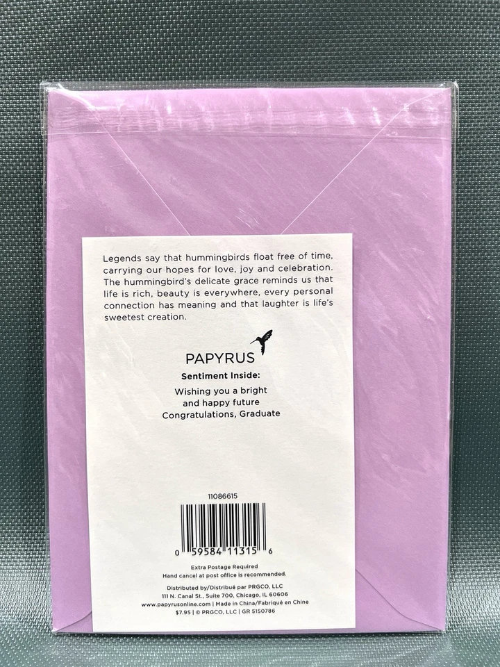 Papyrus "Graduation" Card-Butterflies & Scroll-Rainbow Colors In 3D- 1 Card - Image 2 of 2