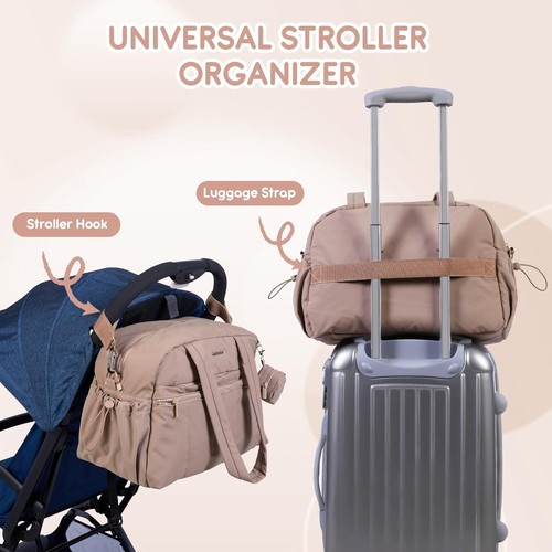 NEW Large Deluxe Diaper Bag Tote with Changing Pad - Color: Brown Brand: GoBaby - Picture 6 of 9