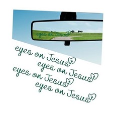 Eyes On Jesus Car Rear View Mirror Decal, 4PCS Christian Vinyl Vehicle Green