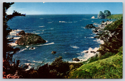 Postcard California Rugged shores Northern Pacific Ocean