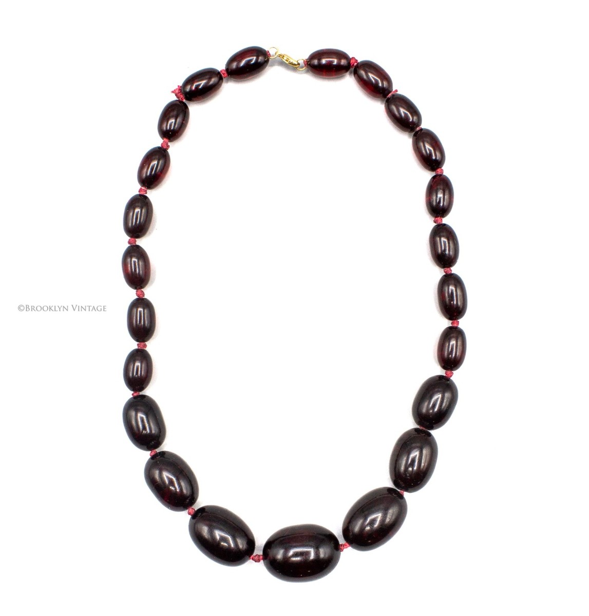 Natural Untreated Baltic Cherry Amber Necklace 18k Gold Clasp