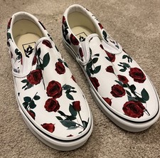 Vans Slip On Roses Rose White Red New Men s 6 Women s 7.5