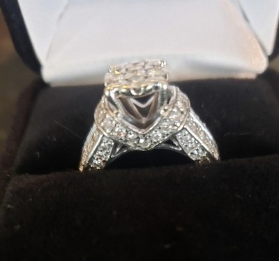 Kays 14k White Gold Round Diamond Halo Women s Engagement Ring Size 6.75