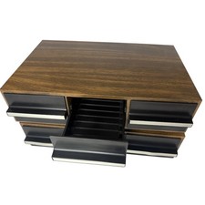 Storage Organizers for Cassette Tapes Vintage Set of 2 Faux Wood 3 Drawers Each