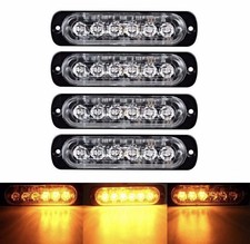  New 4*12V 24V 6 LED Amber Strobe Flashing Recovery Lightbar Truck beacon Lights