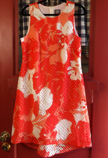 Vince Camuto Women's Classic Orange White Floral Sleeveless Mini Dress Size 10