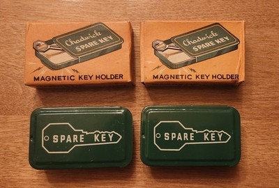 A Pair of Collectible Vintage Chadwick Metal Spare Key Holders in Original Boxes