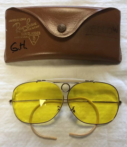 Vtg B\u0026L Ray Ban Yellow Ambermatic Shooters Bullet-Hole Glasses W/Case Rare  Shape | eBay