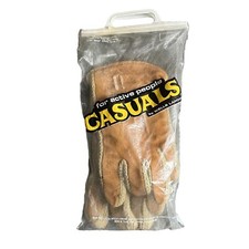 Vtg Wells Lamont Tan Leather Cowhide Driver Work Gloves Woven Trim Size Small